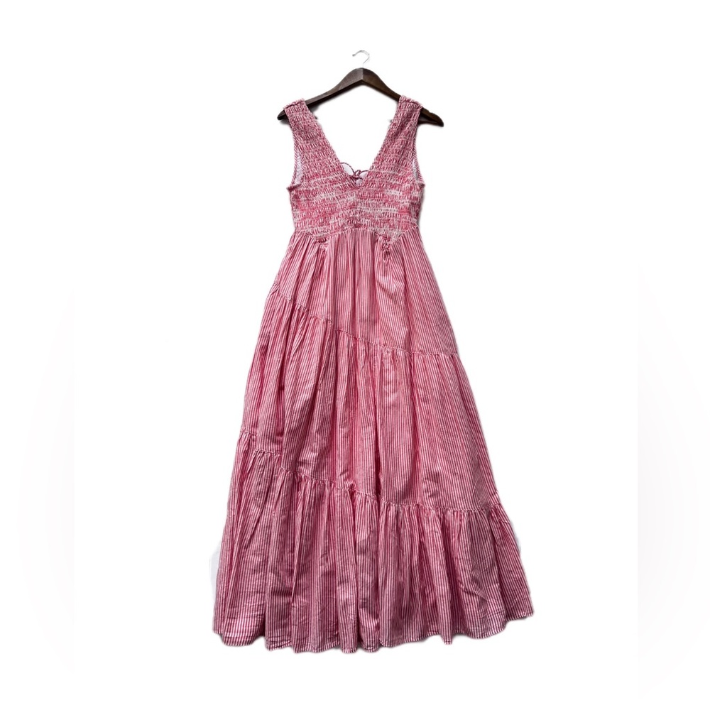 Free People Juno Smocked Tiered Maxi Dress Sz Xs Bohemian Flare Stripe Dress - Picture 6 of 16